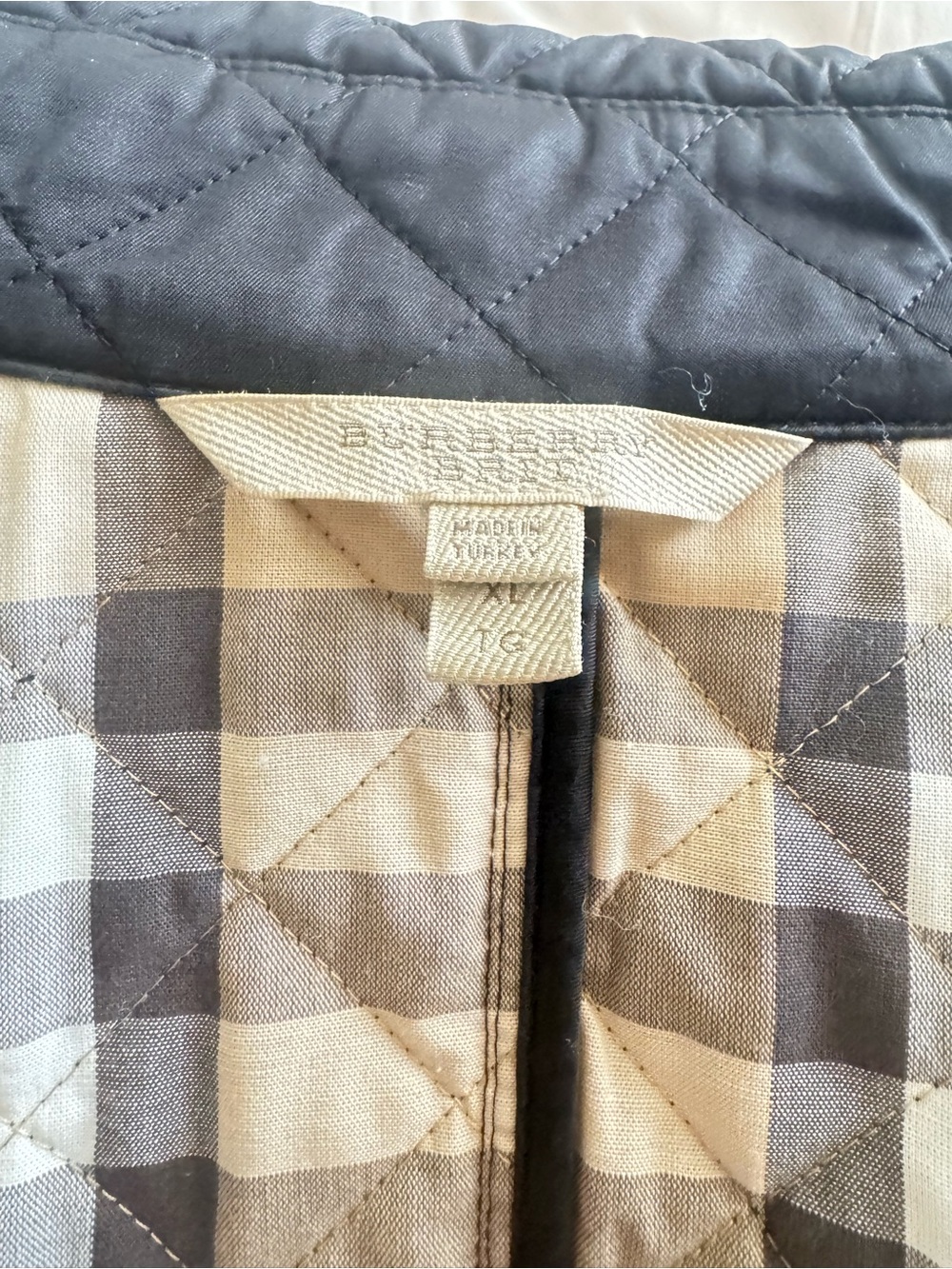 Quilted Checkered Jacket - Beige & Black